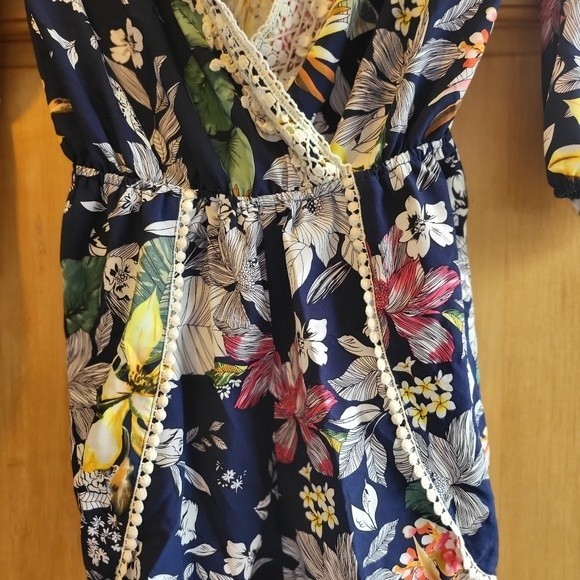 Love Tree Blue Floral Romper - Picture 2 of 6